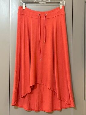 Athleta Beachcomber High/Low Midi Skirt Coral Pull-on Drawstring Coral Sz Small